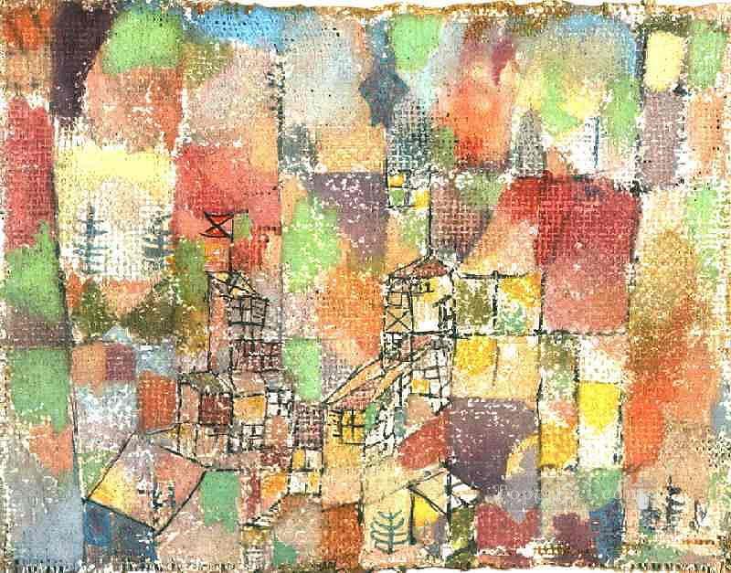 Zwei Landhäuser Paul Klee mit Textur Ölgemälde
